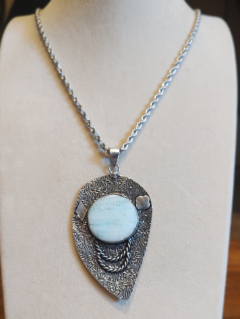 Hememorphite 925 Silver Plated Pendant And 21" Stainless Steel Chain Necklace